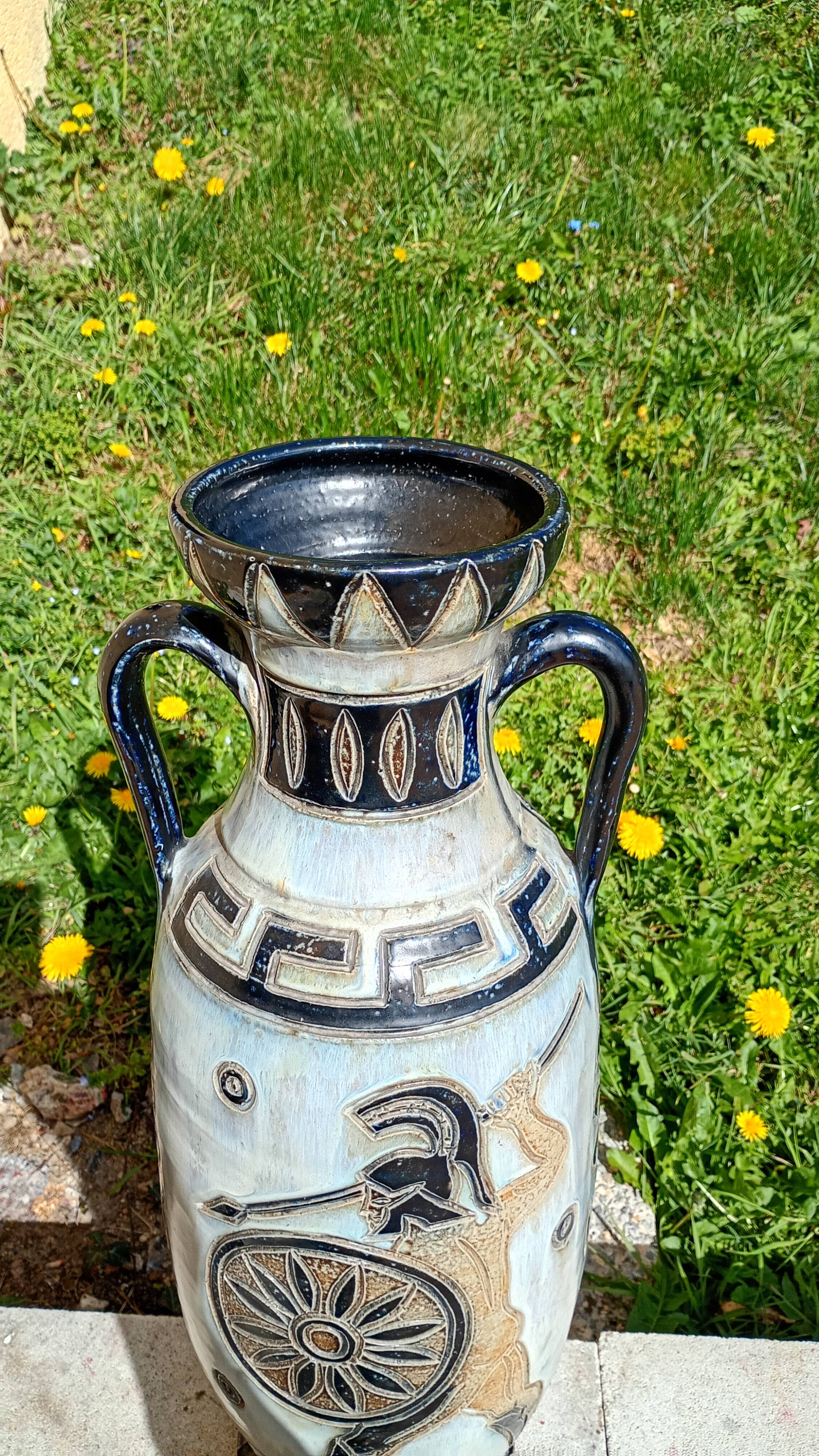 Large amphora vase guerin warriors 70 cm
