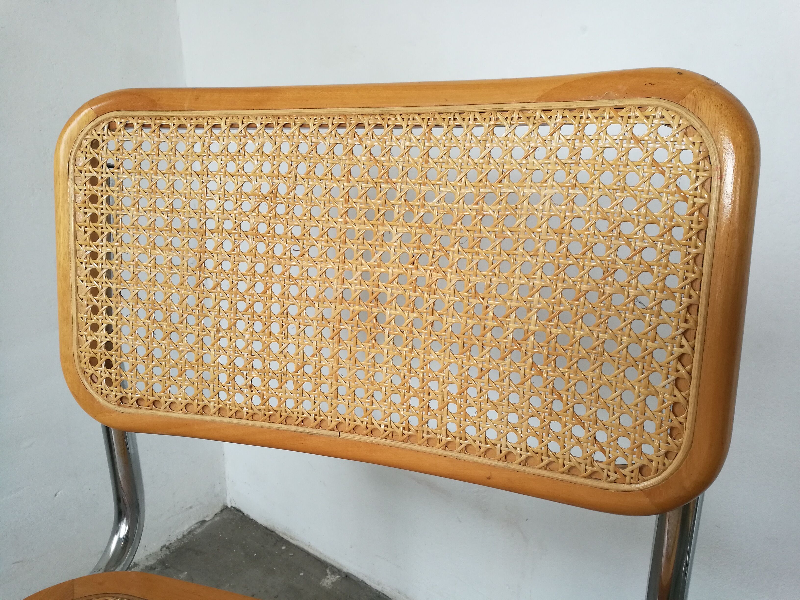 Pair of chairs, canning and chrome tubular metal