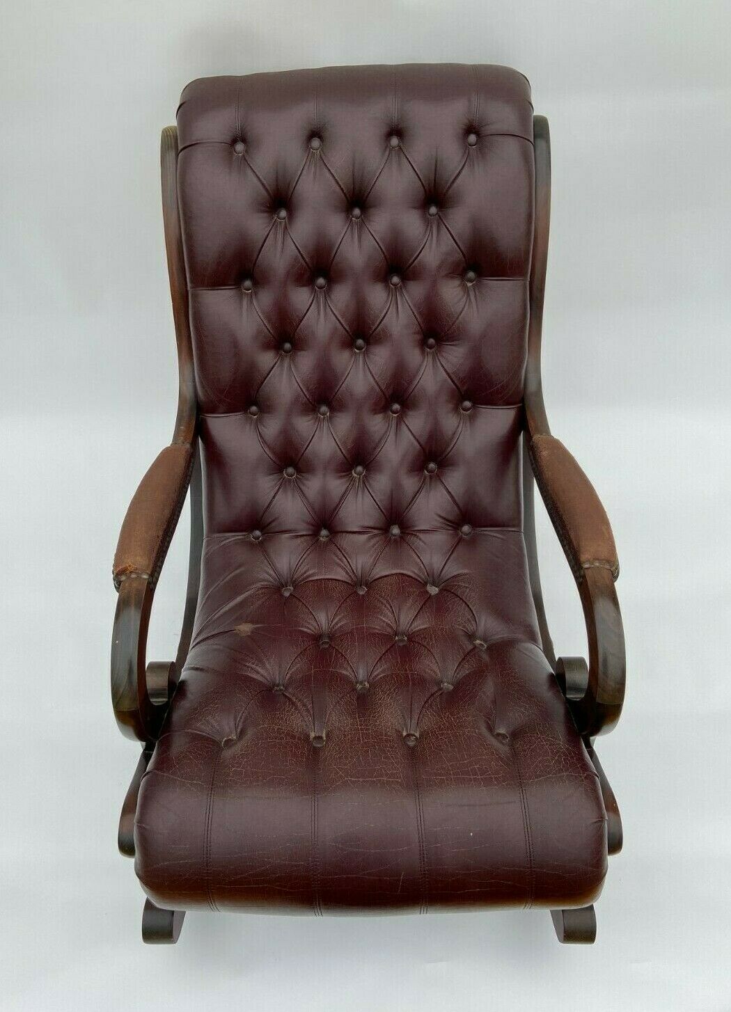 English 1960 english brown leather rocking chair