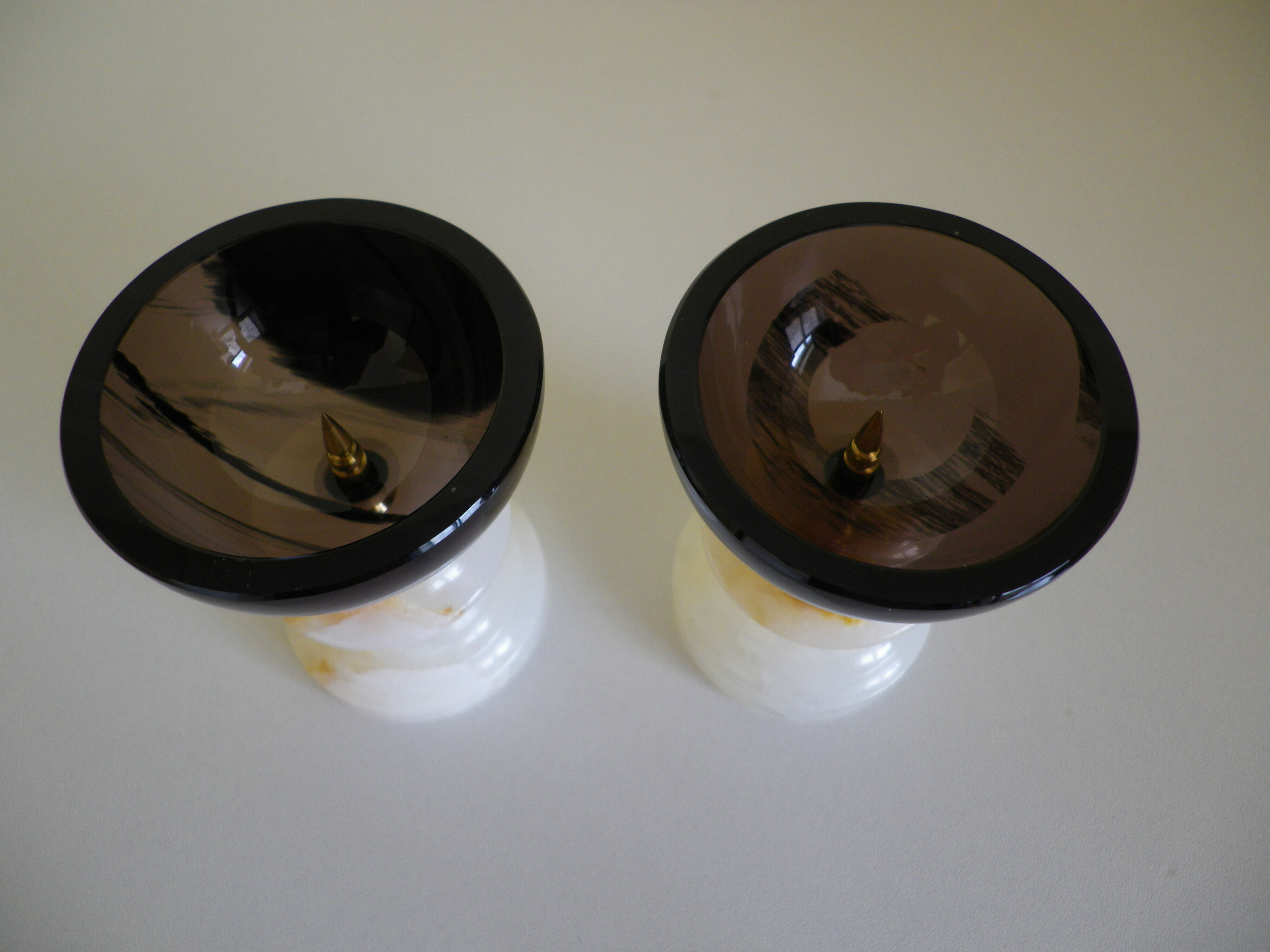 Pair of candlesticks in Crystal and onyx stone