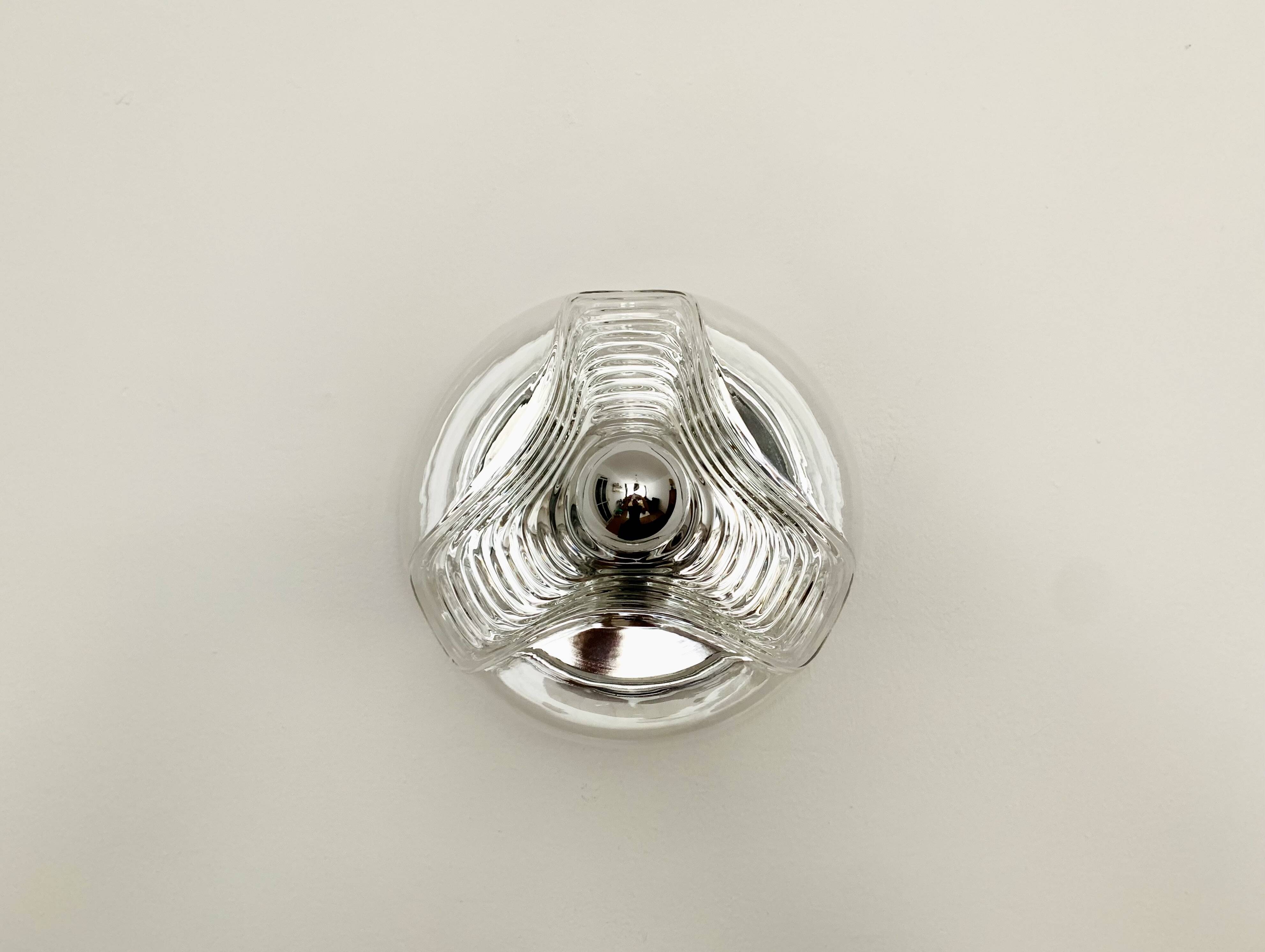 1 of 2 XL Wave Wall Lamps or Flush Lights by Koch and Lowy for Peill and Pu