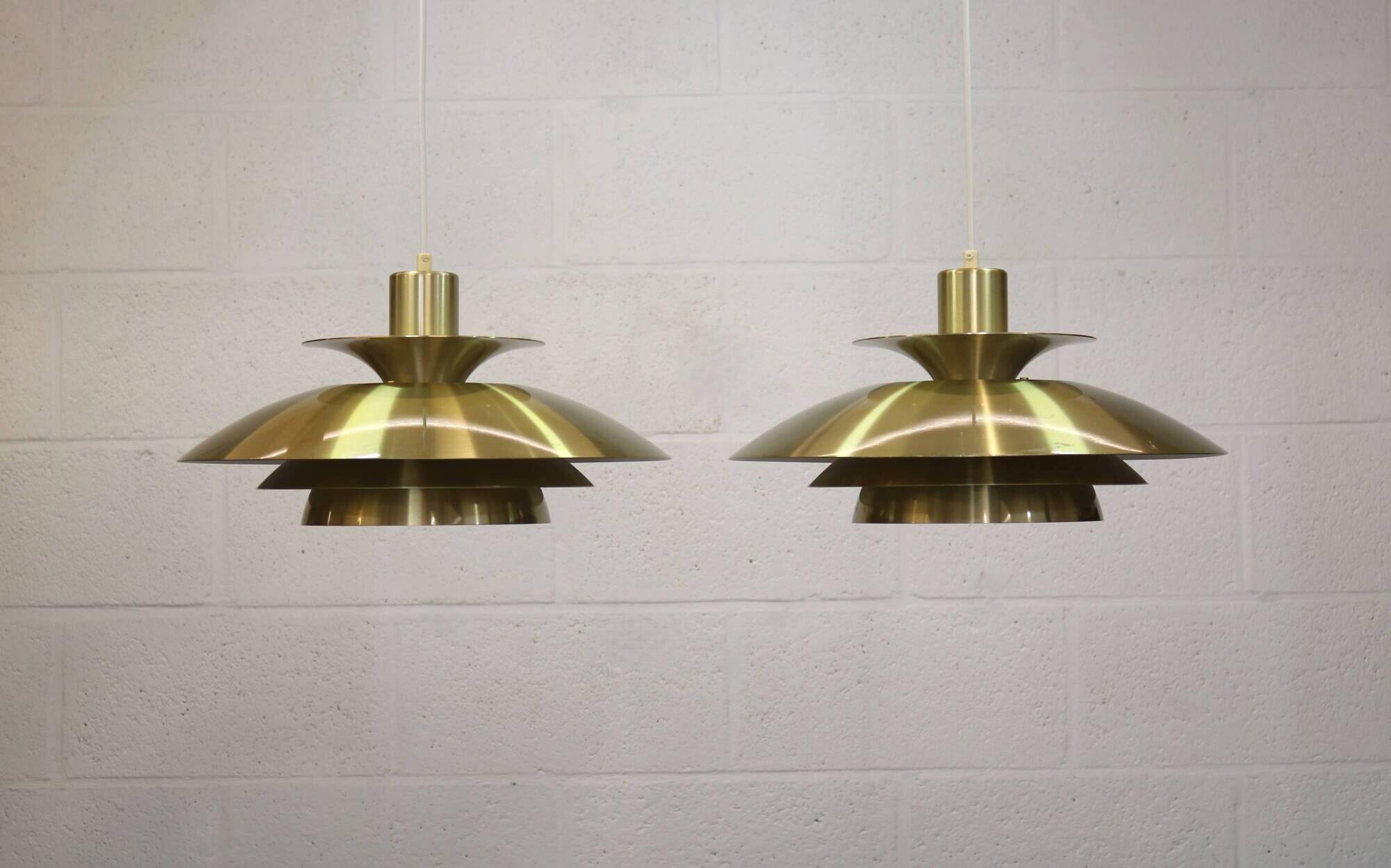Rare golden pair of Danish design lamps  - great condition.