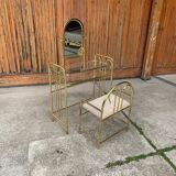 Vintage dressing table and stool in brass, 1950