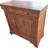 19th century sideboard in solid pitch pine, 2 doors, 1 drawer 128x58x120cm