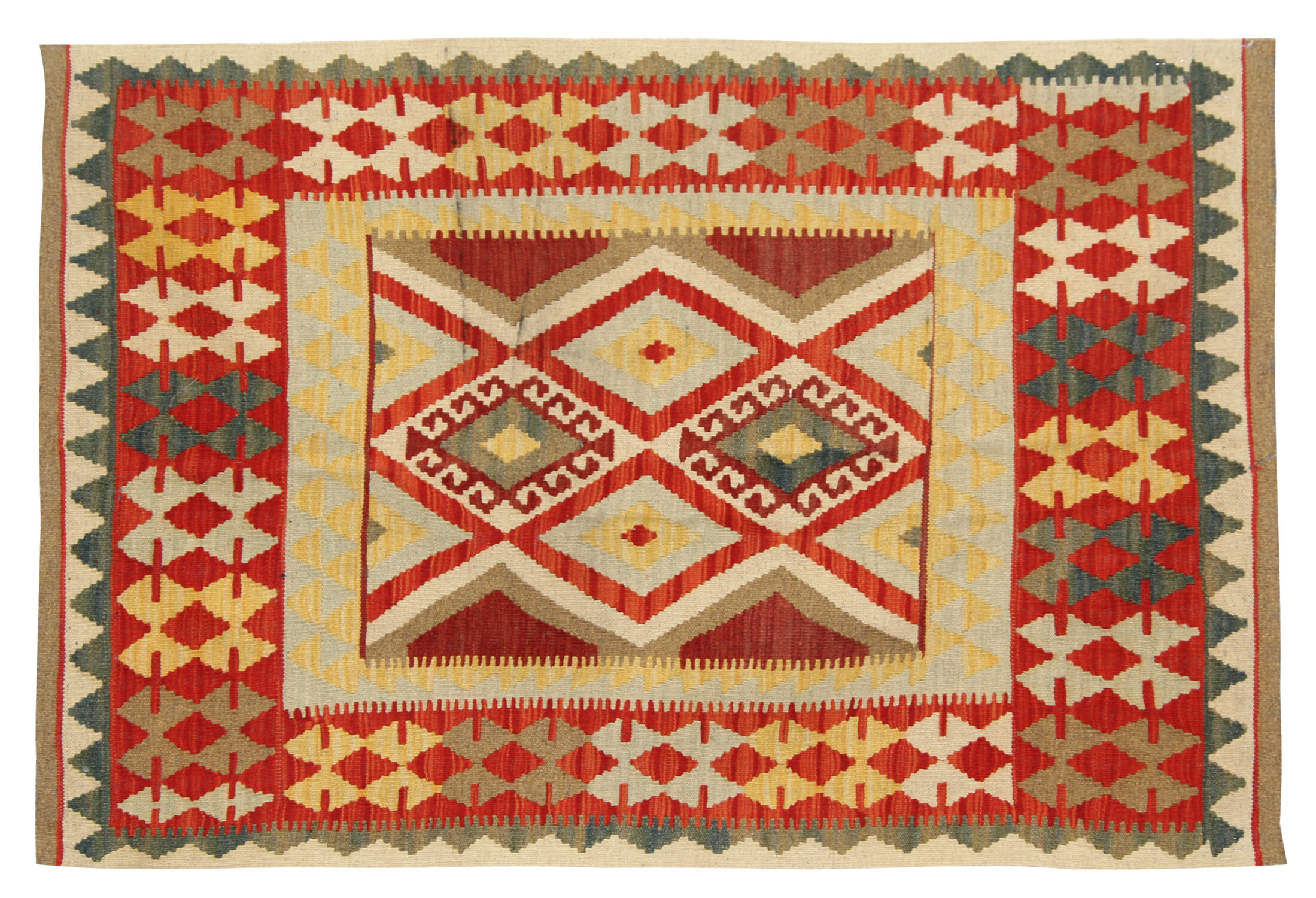 Handwoven afghan kilim rug, oriental flat-woven rug-60x214cm