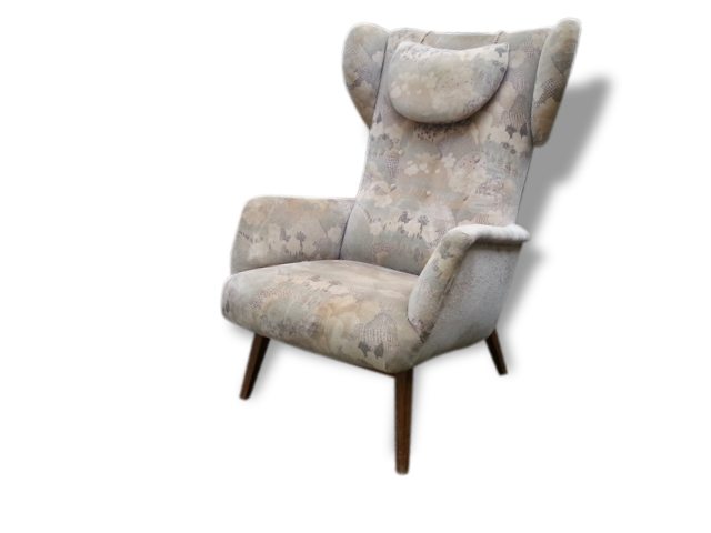 Fauteuil Bergere scandinave wing chair wingback années 50