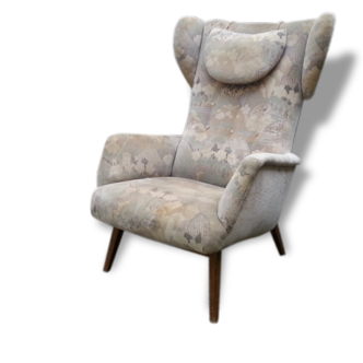 Fauteuil Bergere scandinave wing chair wingback années 50