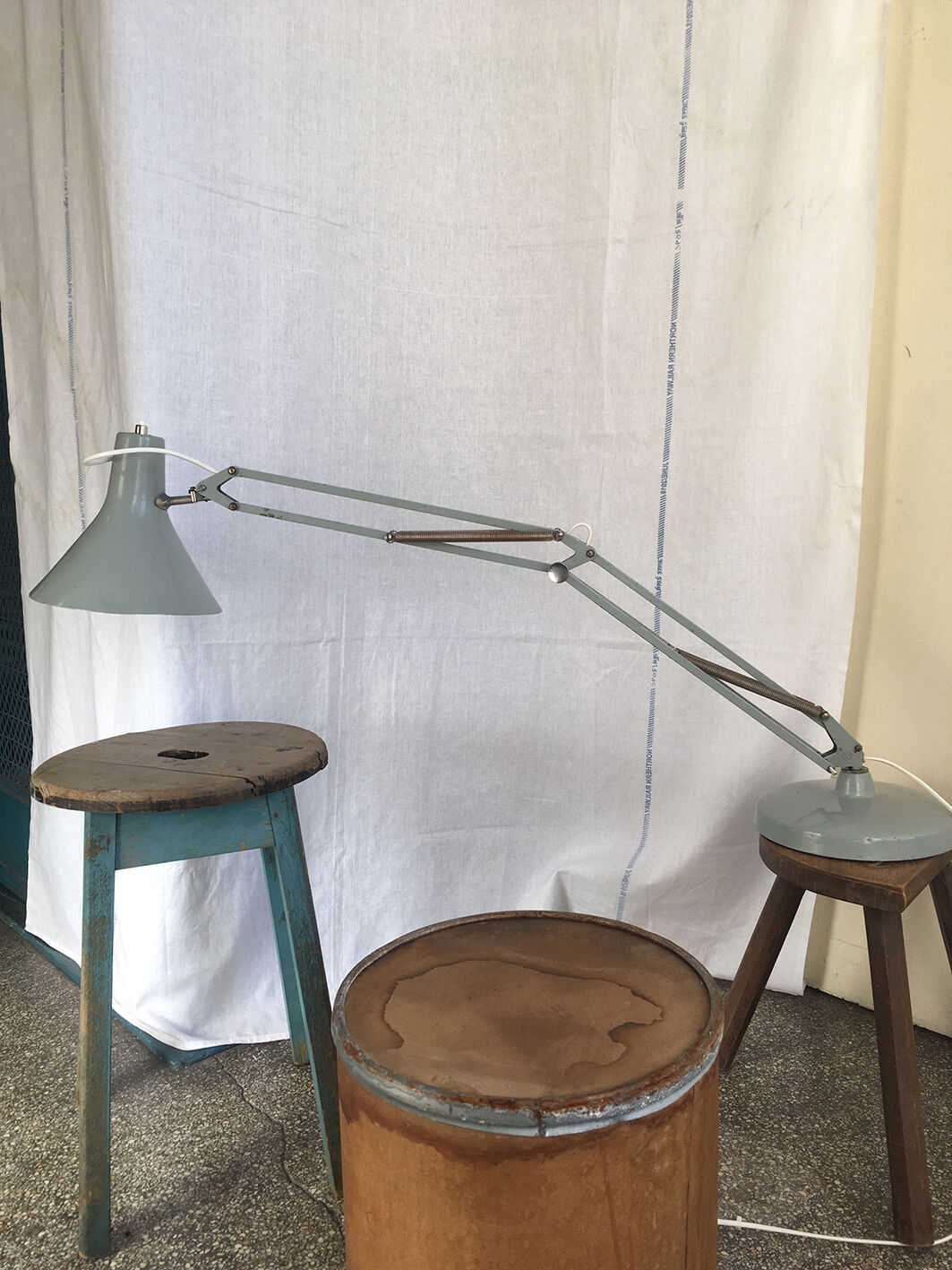 Three articulated lamps on Luxo base