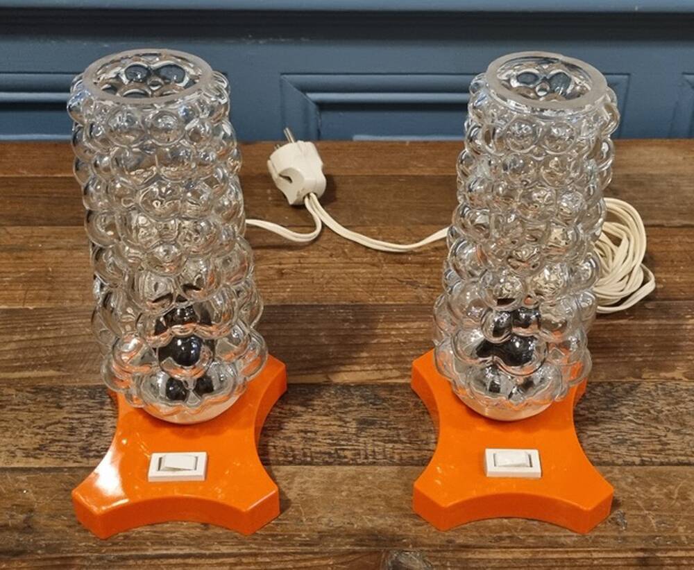 Pair of psychedelic Hawill table lamps, vintage, 70s.