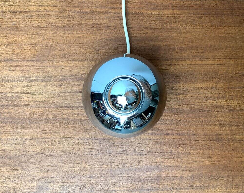 Chrome mushroom table or wall lamp in German mid-century space style by Klaus Hempel for Kaiser Leuchten, 1970s.