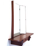 Wall mounted teak vanity table with mirror, 1960s