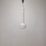 Stilnovo Pendant in Milk Glass and Brass, Italy 1960's