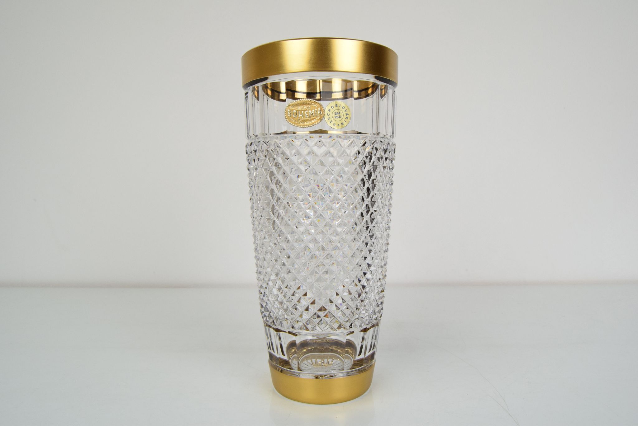 Mid-century glass vase,bohemia crystal,circa 1960's.