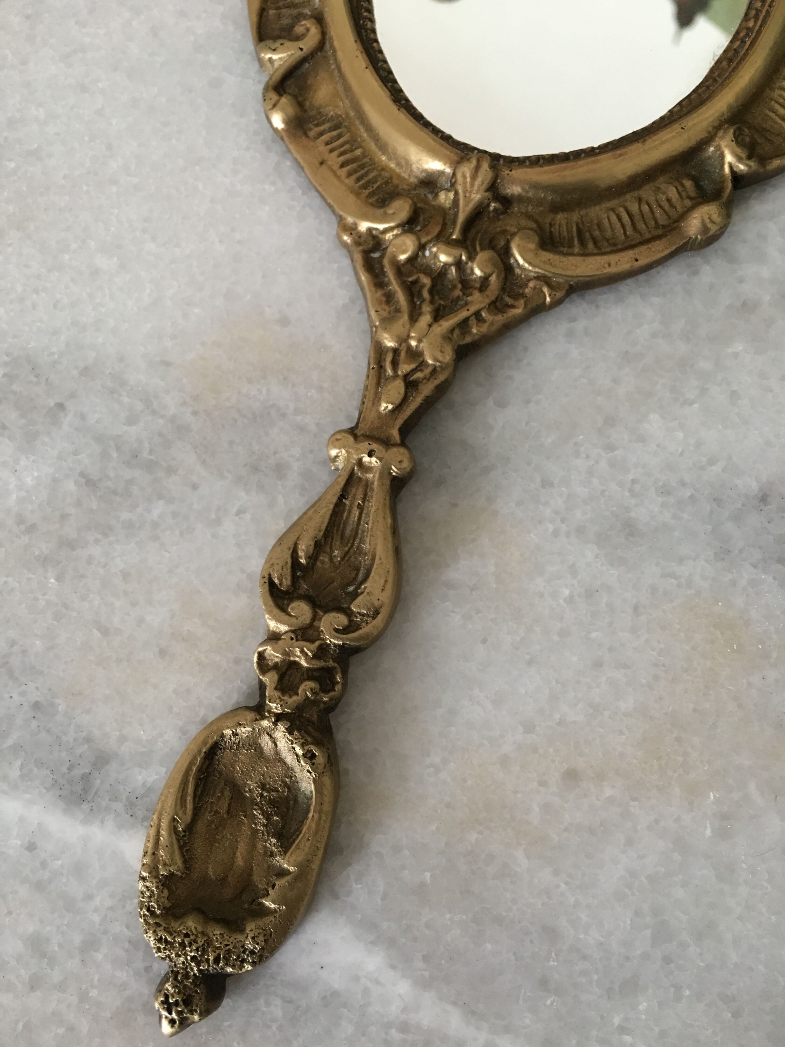 Brass hand mirror 26x11cm