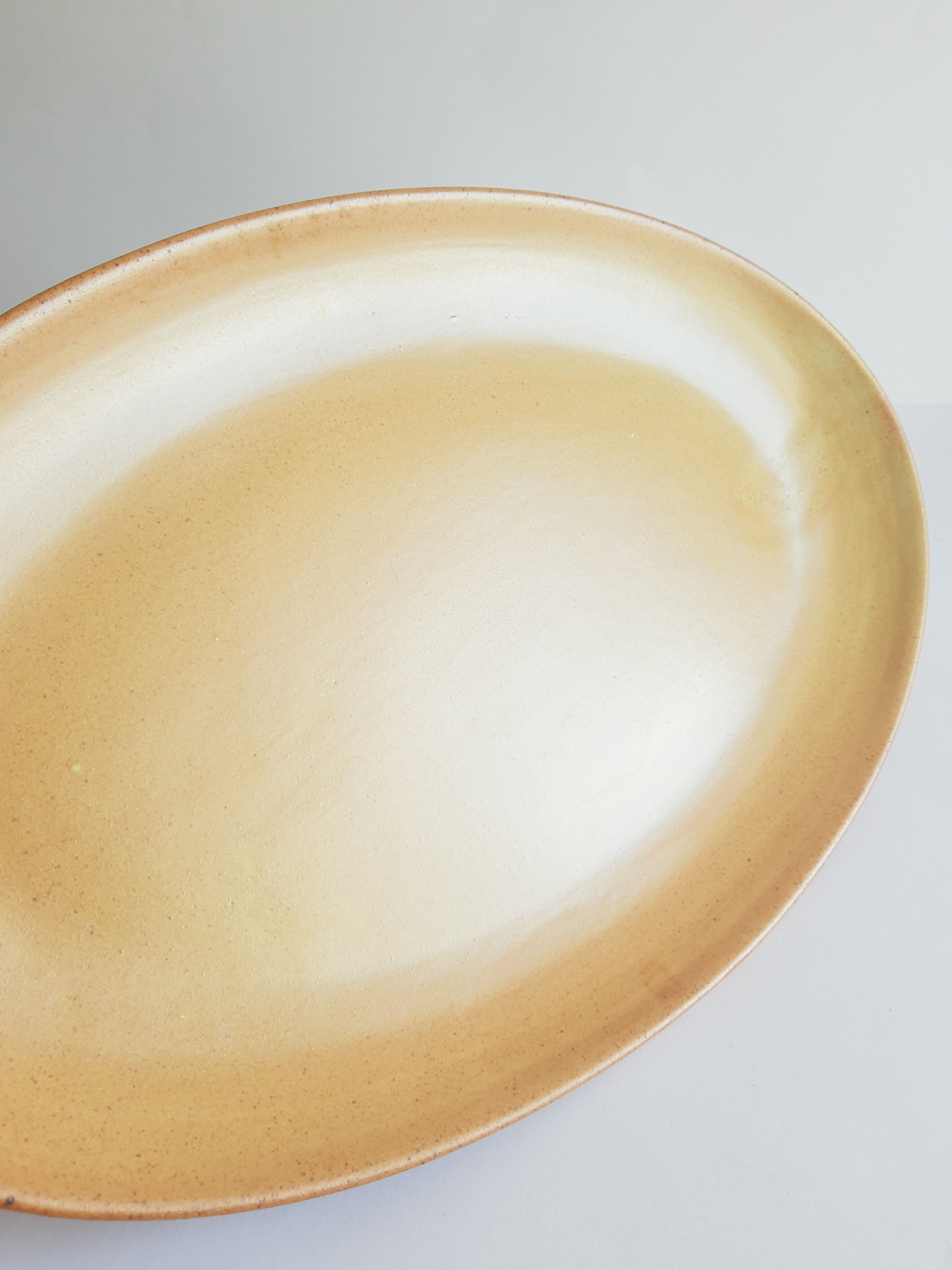 Oval stoneware dish Cnp gres village France vintage