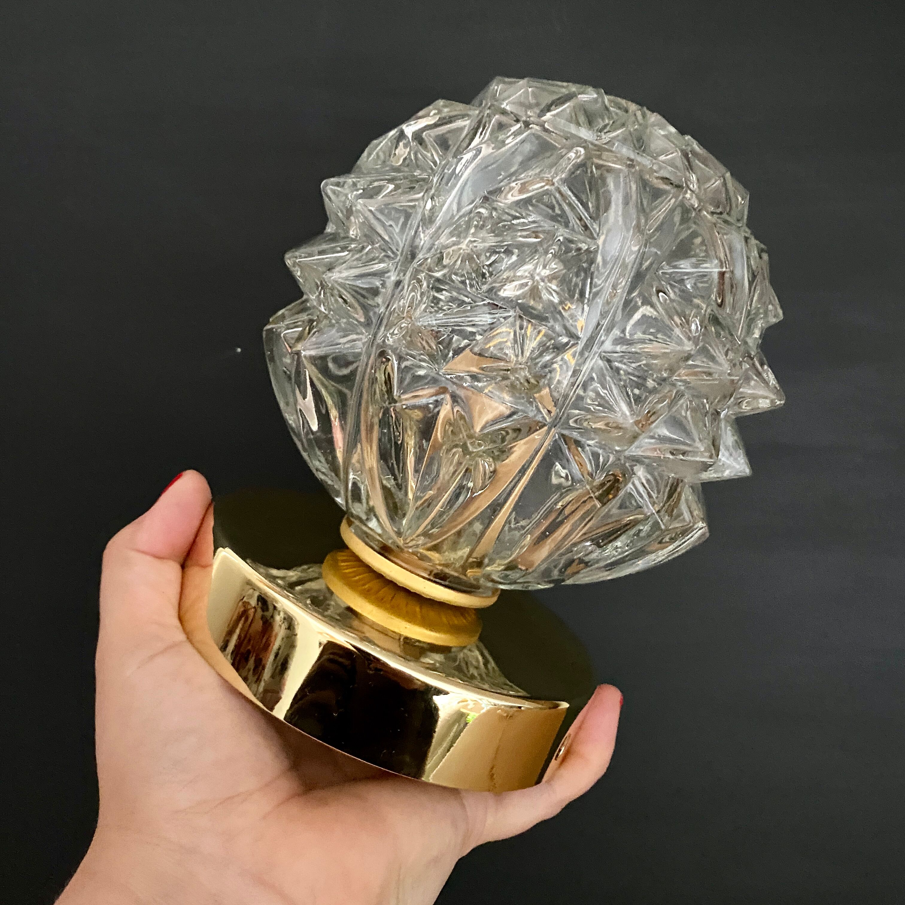 Vintage globe wall lamp, ceiling lamp in molded glass