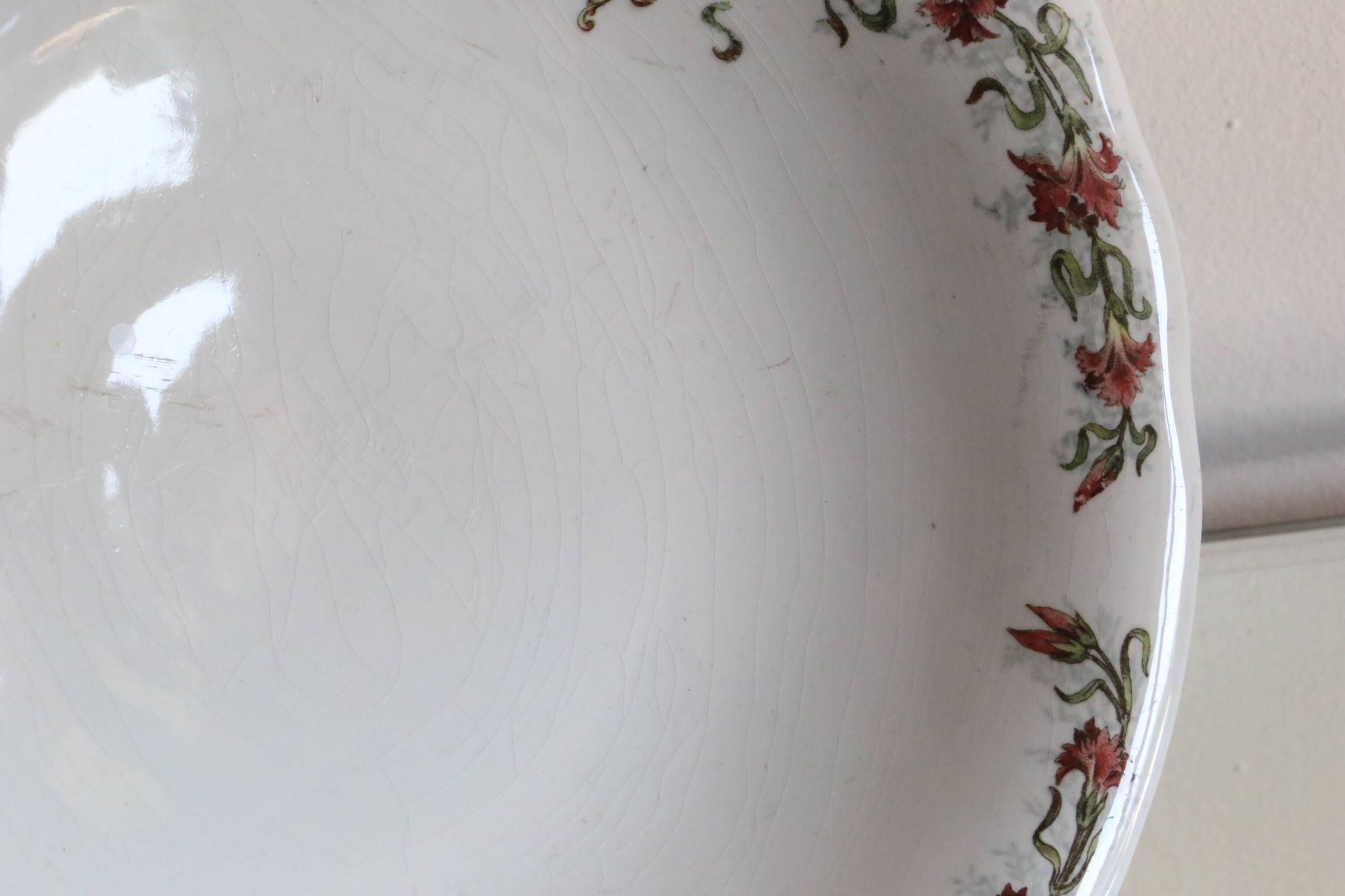 Antique dish, polychrome ironstone compote dish, “Guirlandes” model from the