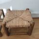 Pair of vintage straw woven foot stools