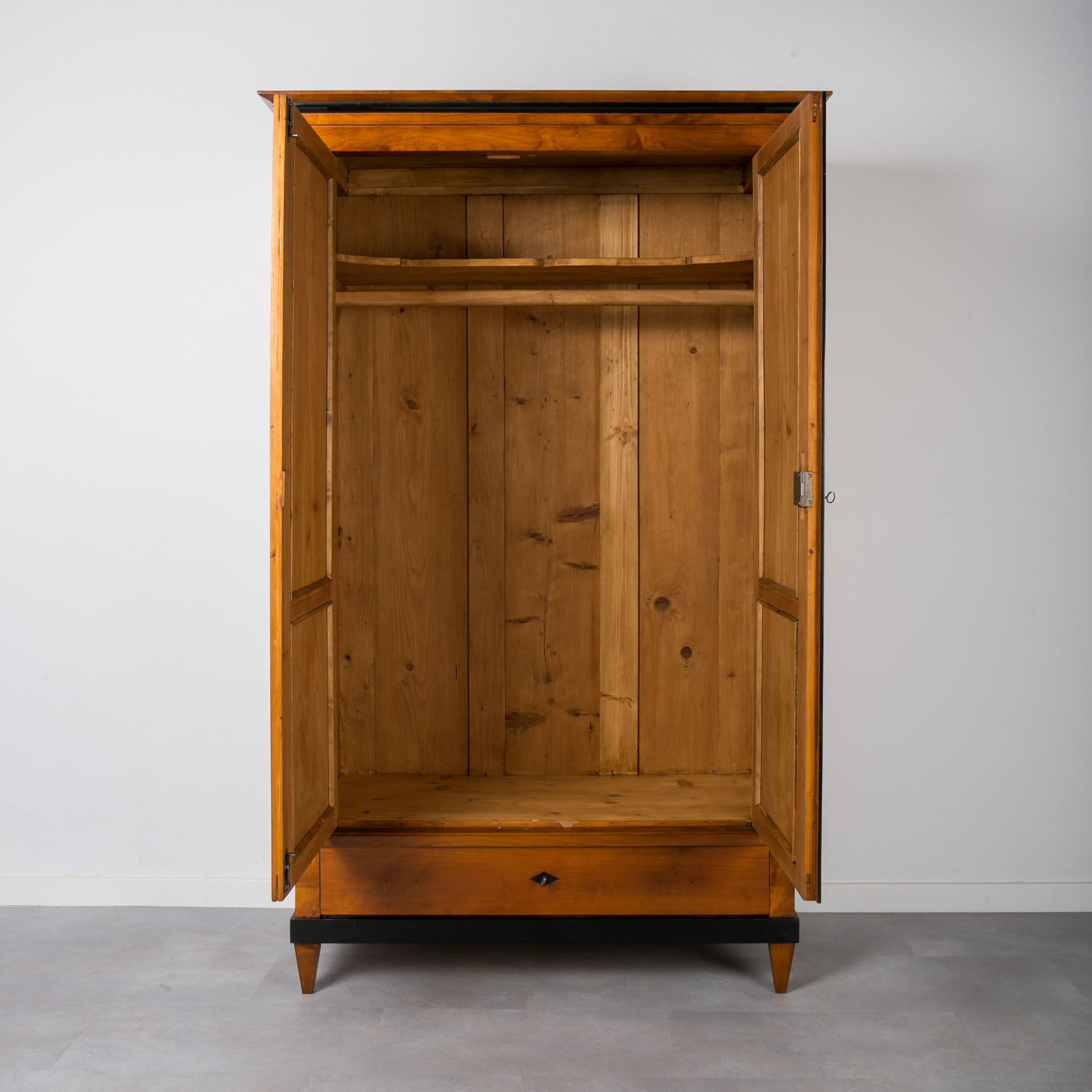 Biedermeier wardrobe in solid cherrywood veneer, germany, 19th century