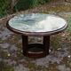 Art Deco round table in green marble