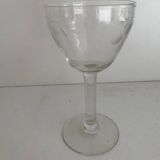 Set of 6 port wine glasses with engraved cherry decor from the 50s/60s