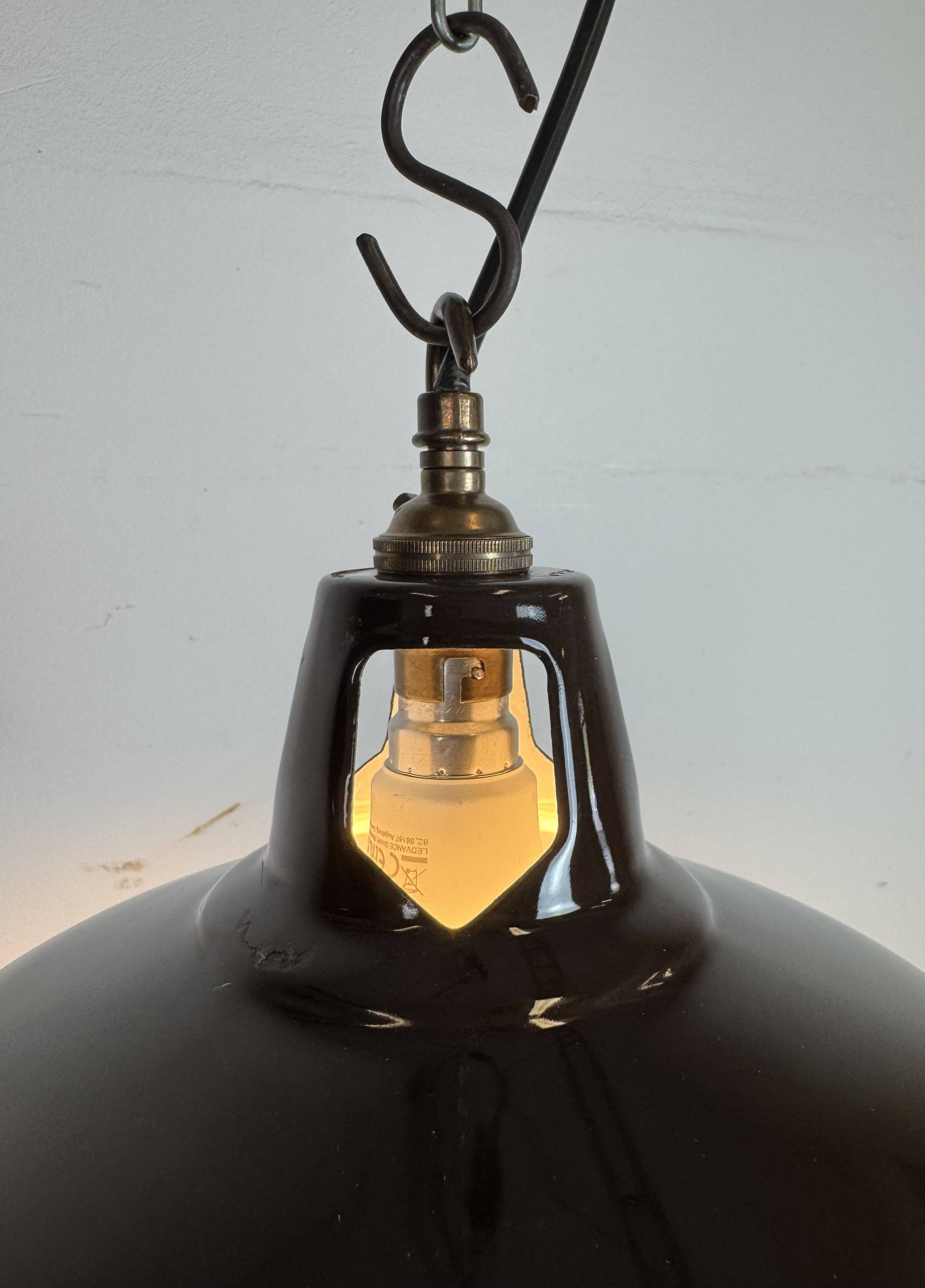 Industrial Brown Enamel Factory Pendant Lamp , 1960s