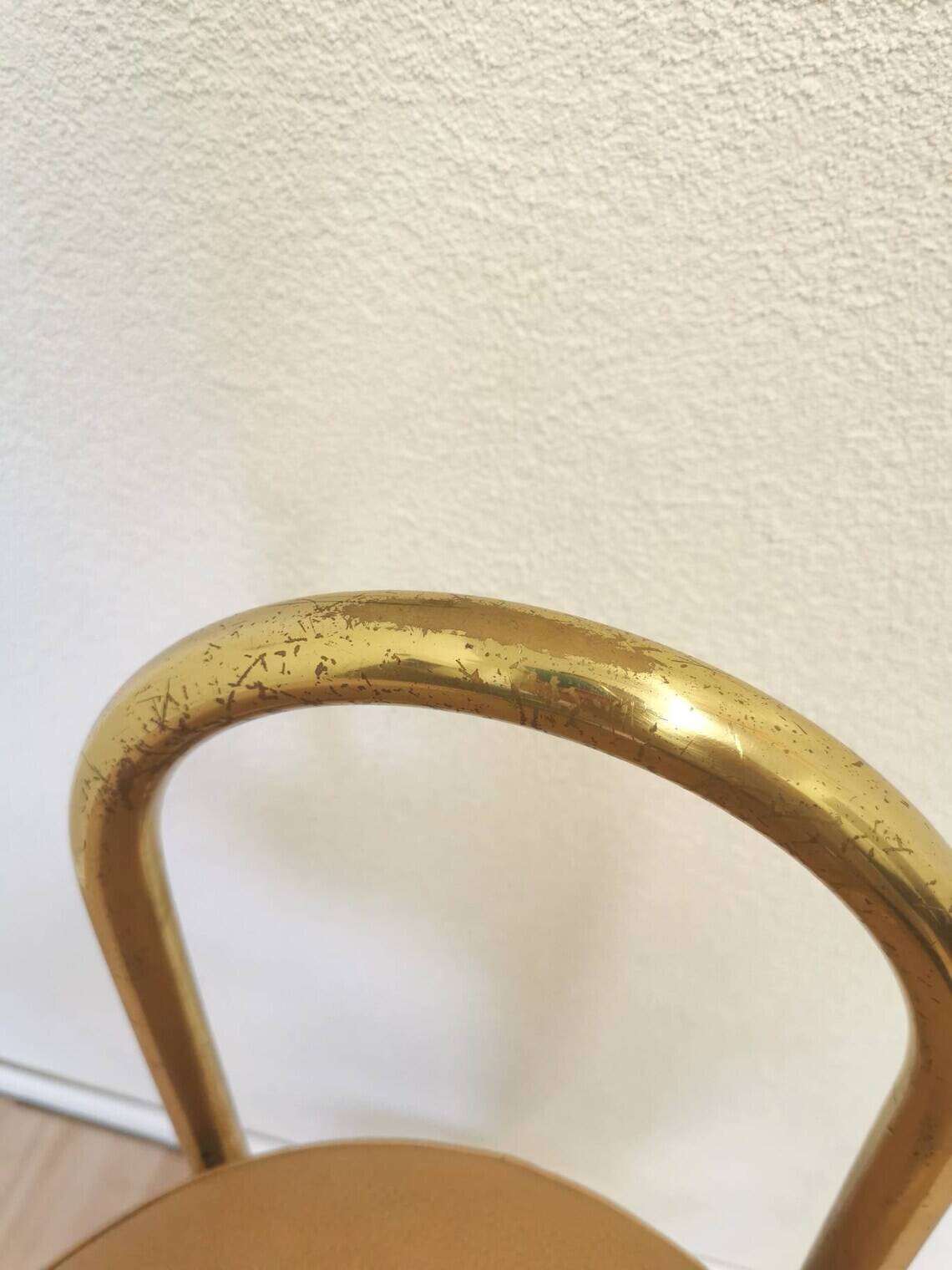 Tabouret de bar en laiton et cuir, Italie milieu XXème