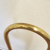 Tabouret de bar en laiton et cuir, Italie milieu XXème