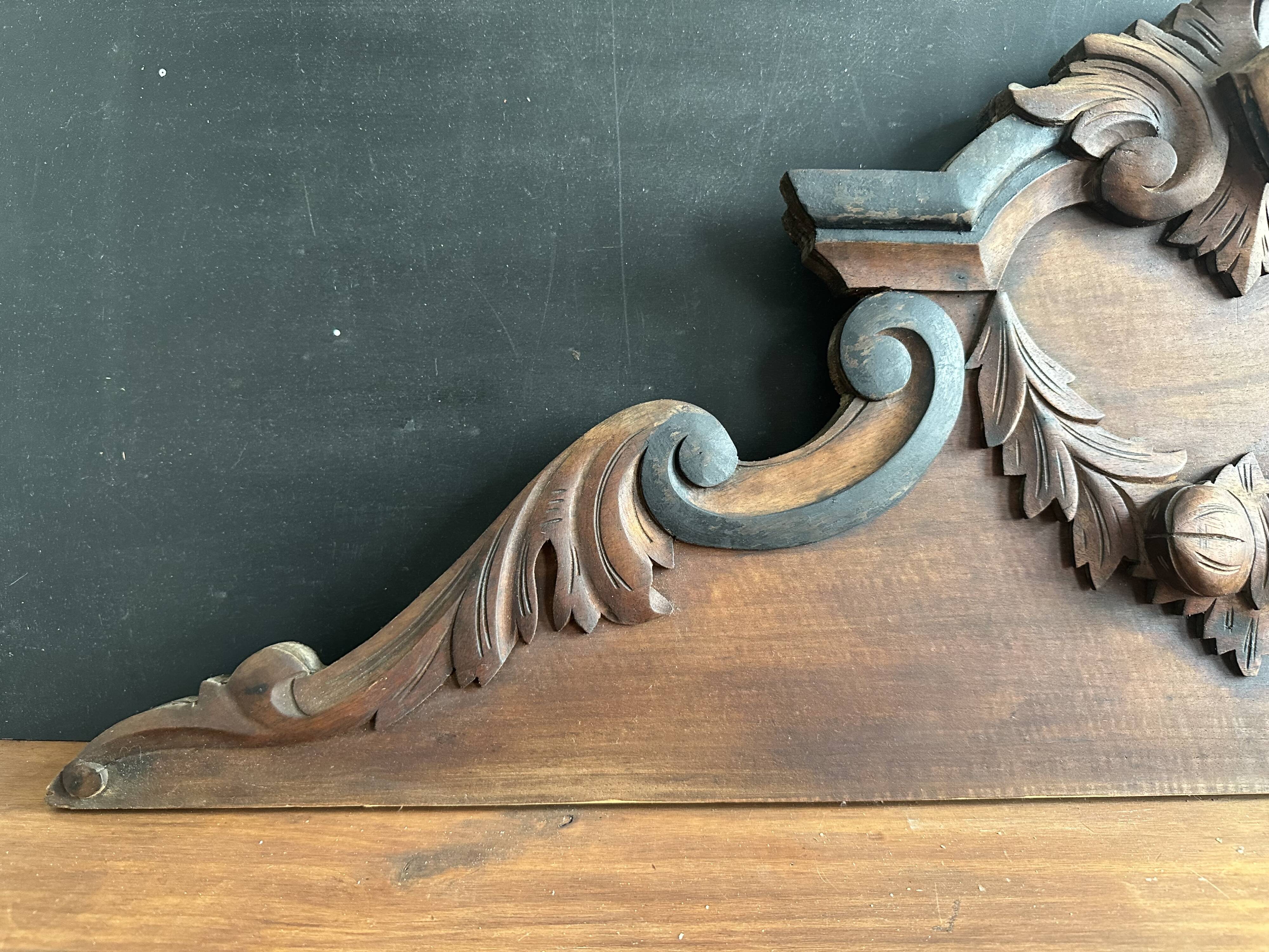 Large ancient carved wooden pediment, early 20th century