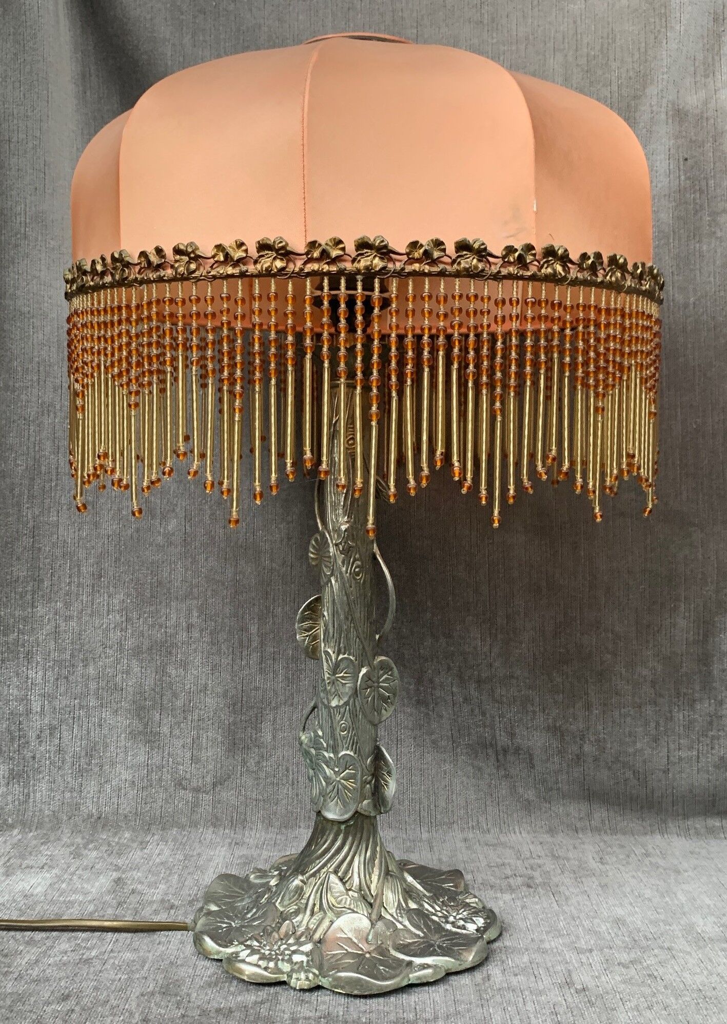 Art Nouveau style lamp, silver bronze