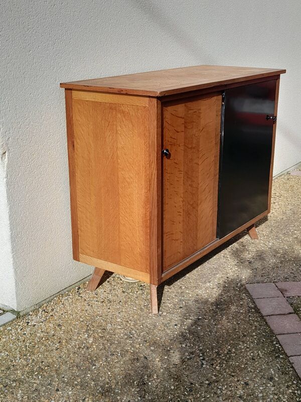 Meuble enfilade vintage bois mélamine année 50 pieds compas