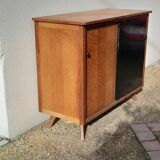 Vintage melamine wood sideboard, year 50, compass feet