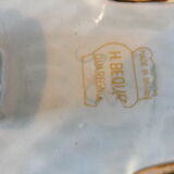 Soupière légumier avec plat anciens porcelaine barbotine H.Becquet quarqueron