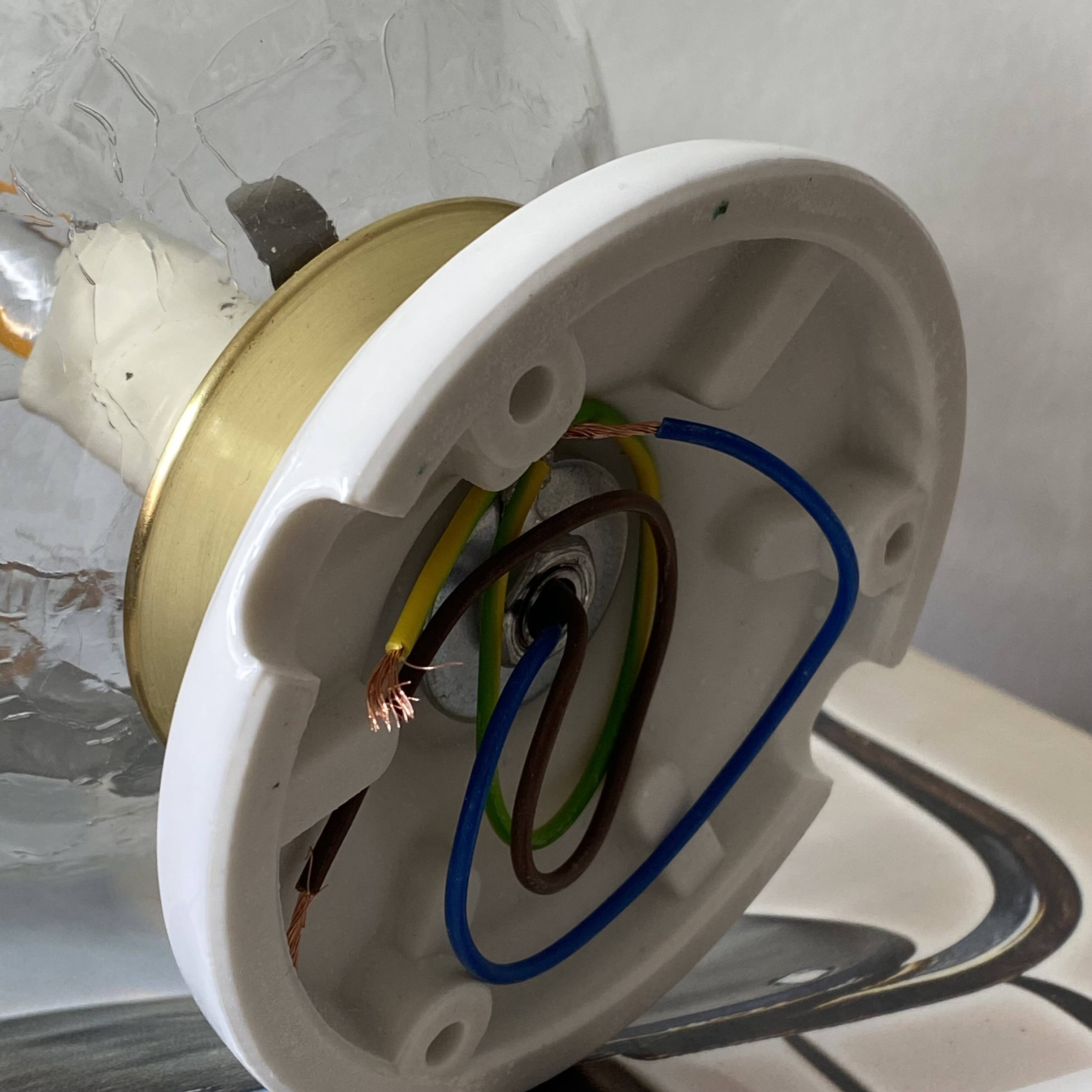 Ceiling light or wall light with cracked glass globe, 15 cm, porcelain rose.