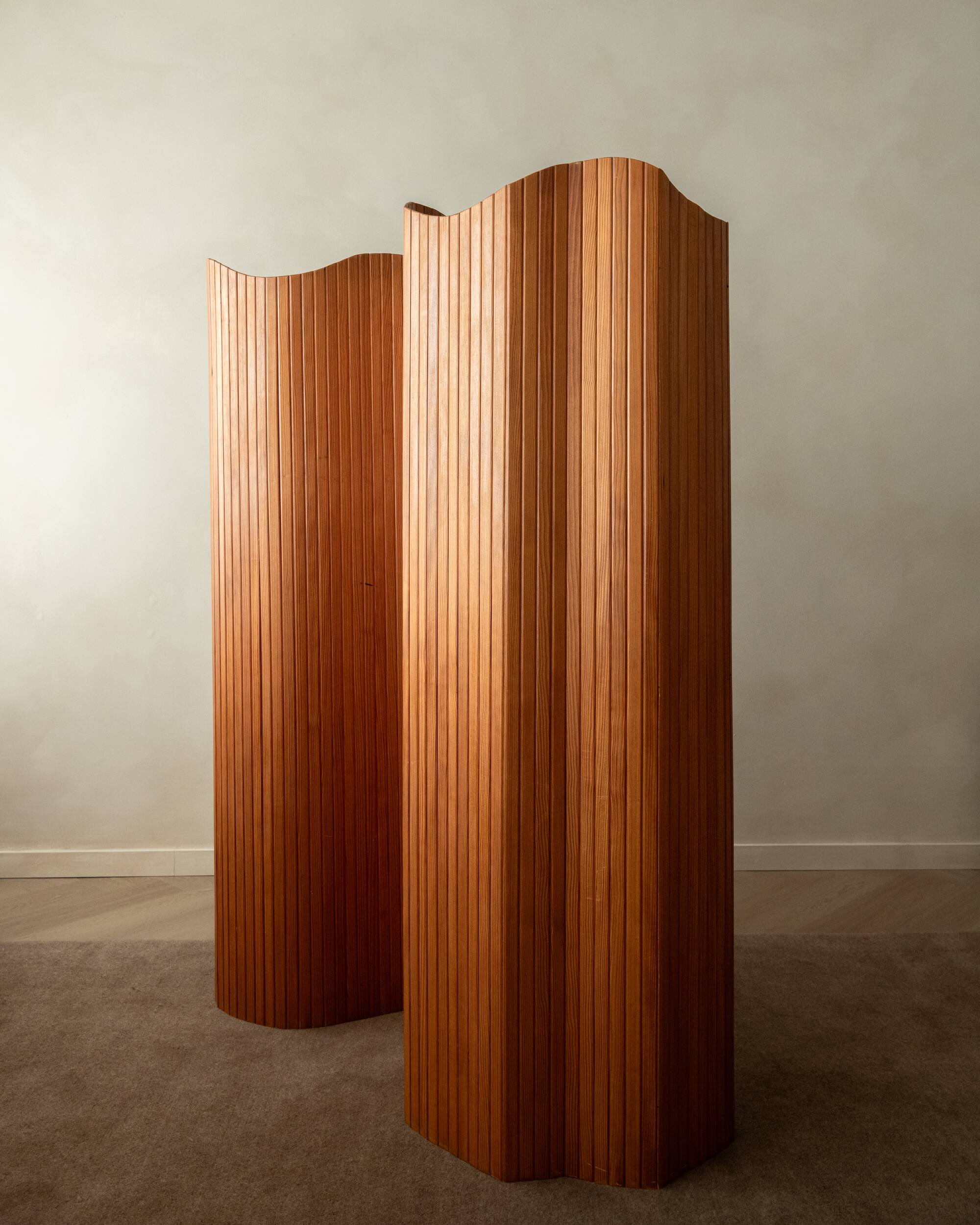 Vintage Art Deco Pine Tambour Room Divider by Jomain Baumann, 1930s