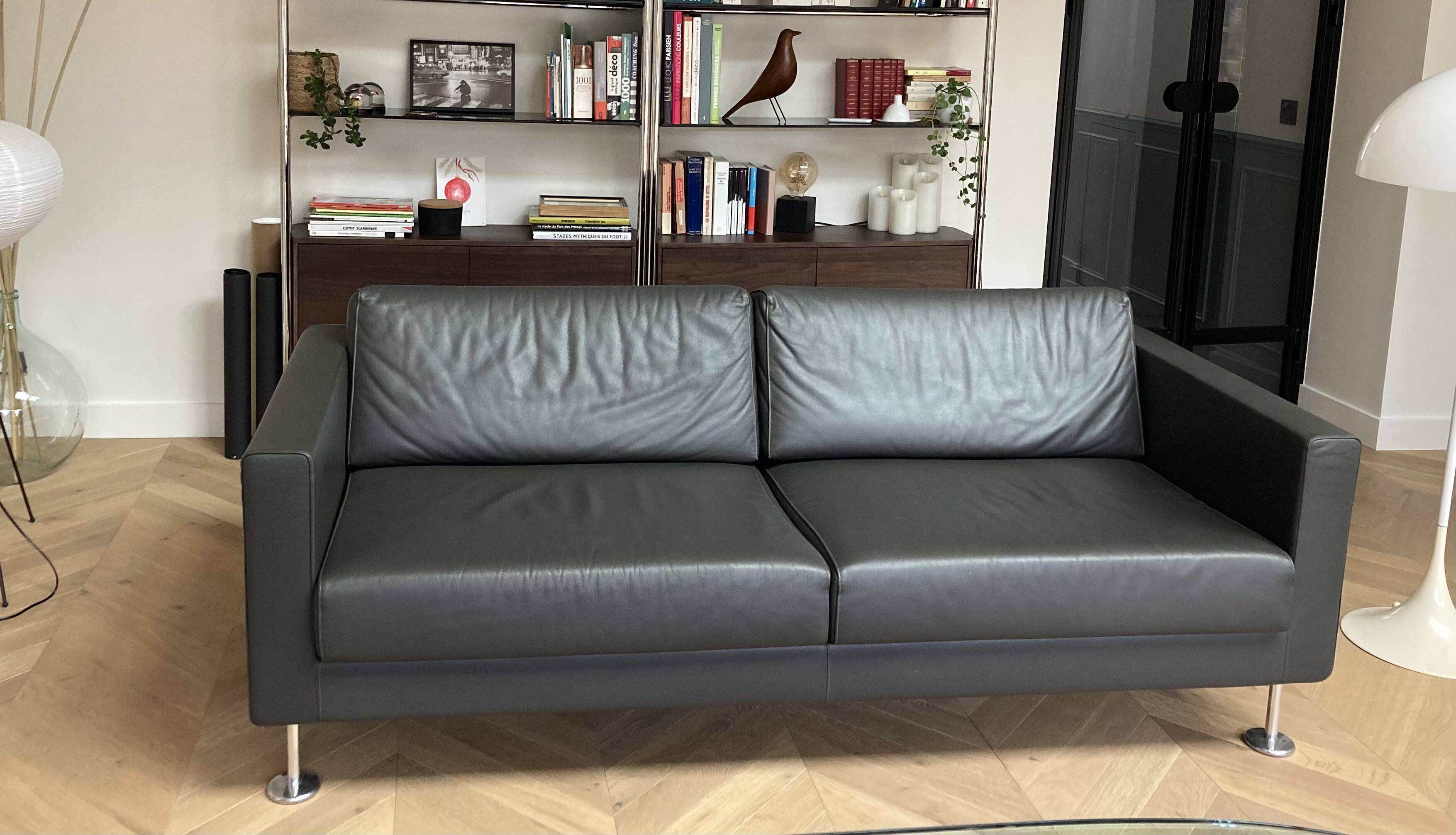 VITRA Park Sofa – Jasper Morrison – premium grey leather canapé