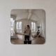 Square wall mirror with bubble effect – silver, retro style