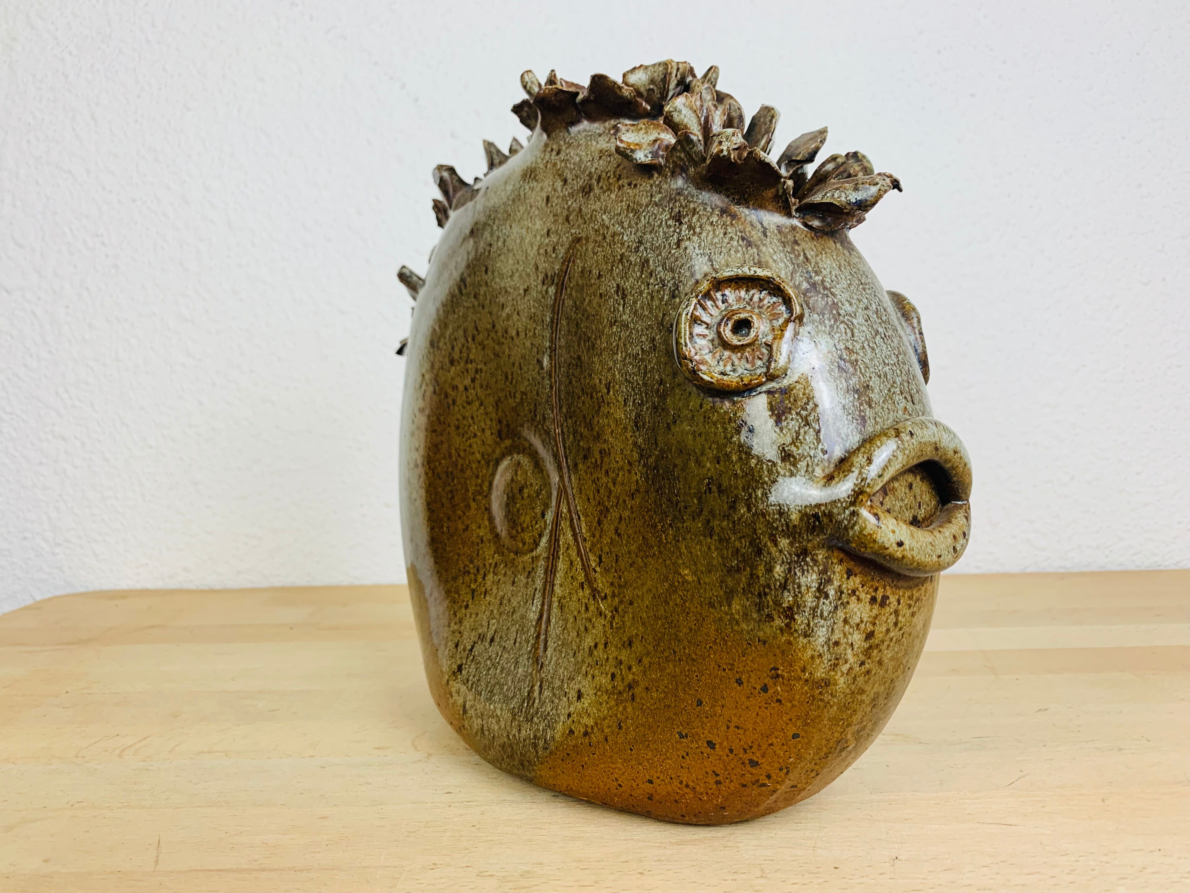 Vase stings zoomorphic flowers by Alexandre Kostanda, ceramic fish