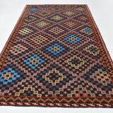 6X10 Bluw & Burgundy Handmade Vintage Kilim Rug, 181x295Cm