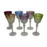 6 verres de couleur en cristal de Lorraine très haut 20cm