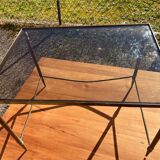 Brass side table with smoked glass.