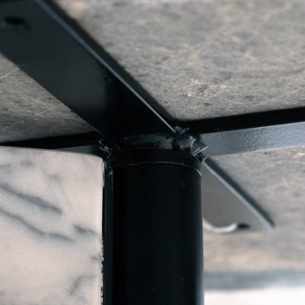 Table basse réglable en marbre noir et blanc italien, années 1980