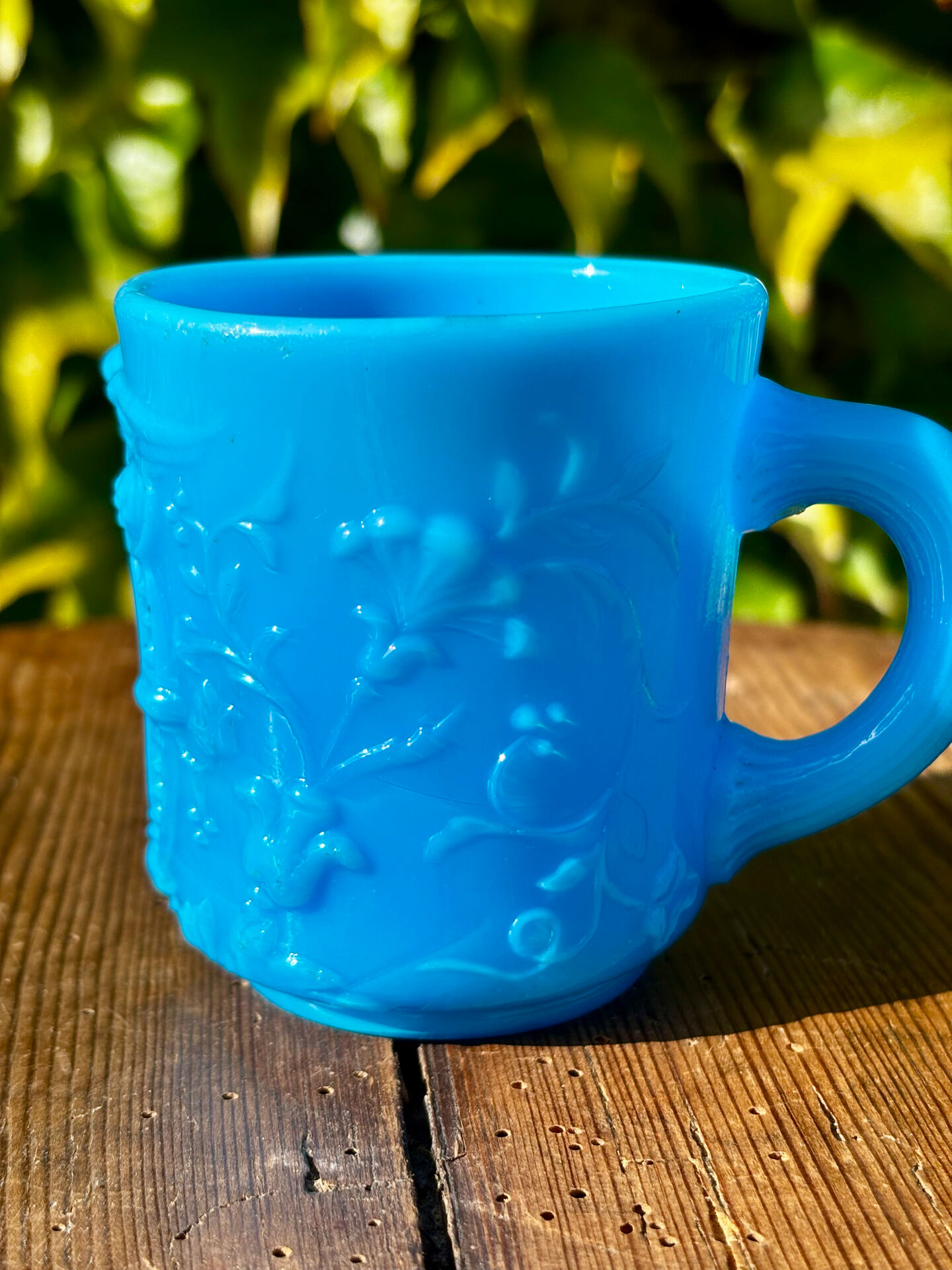Vintage beautiful turquoise blue opaline coffee cup