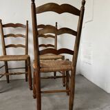 5 oak and straw chairs