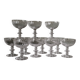 11 crystal champagne coupes - late 19th century