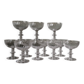 11 Coupes à champagne en cristal - Fin XIXème