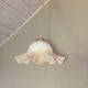 Opaline pendant light with vanilla caramel ruffles, 1950/60