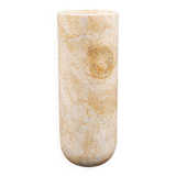 Cylindrical marble vase with fossil motif