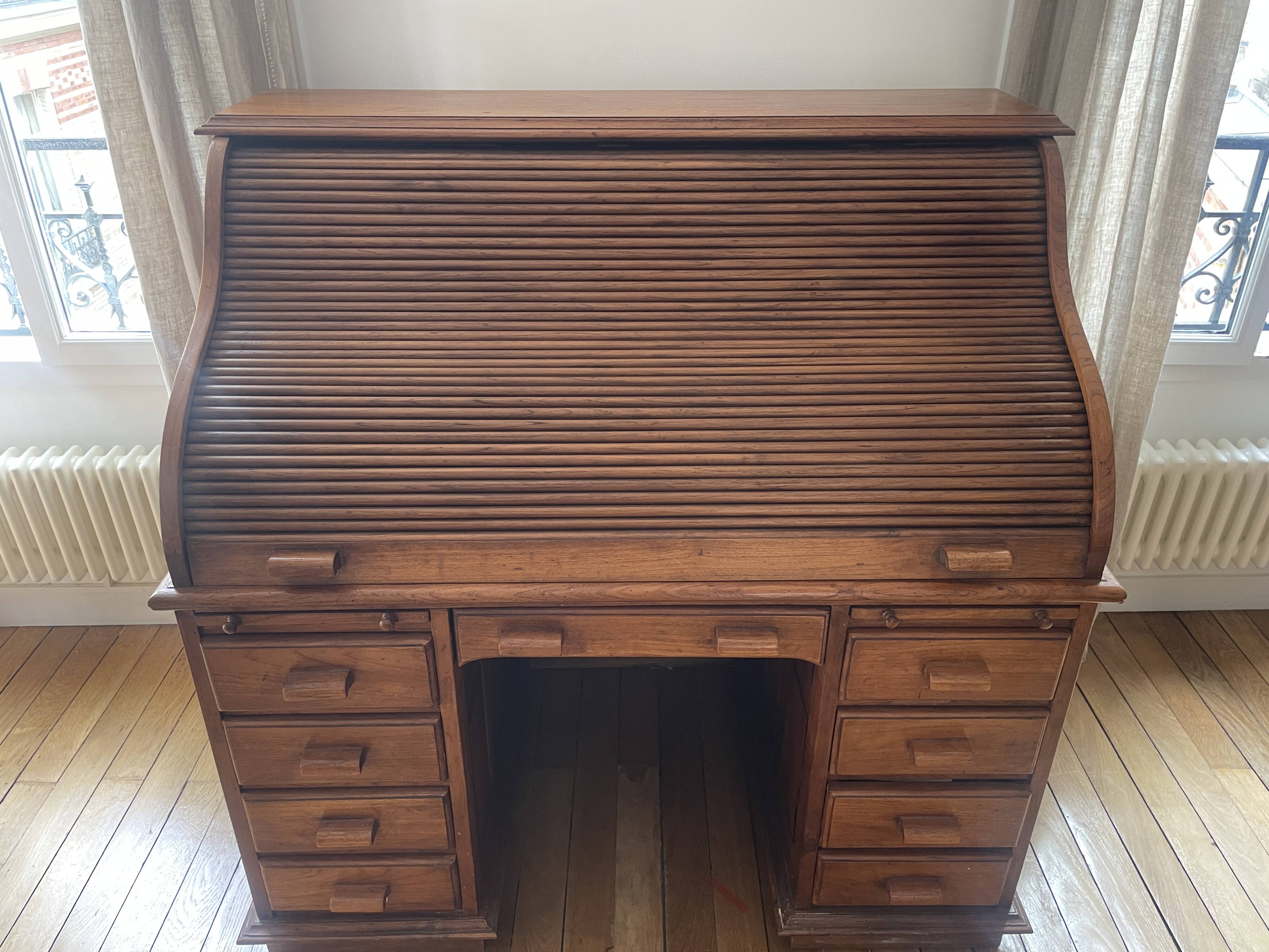 Antique American desk with curtain – original model from the 1920s/30s.