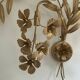 Hollywood regency Style Metal Gold Wall Light Sconce Floral 1970s, by Ledungs